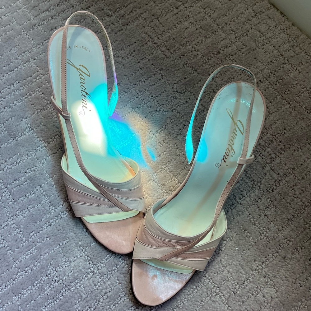 made in Italy: garolini baby pink sling back heels